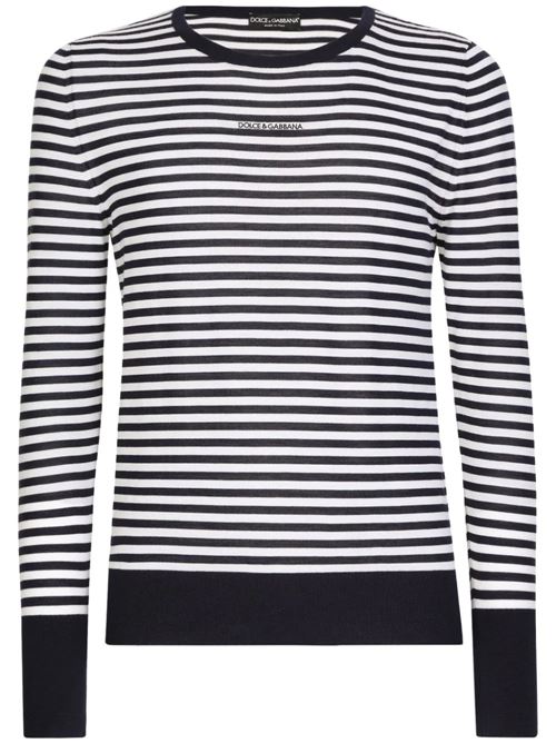 Maglione a righe con ricamo Dolce & Gabbana | GXX14ZJCVQ9W1002